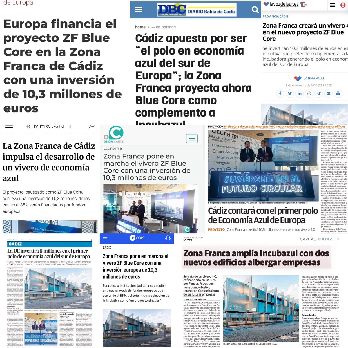 ZFCadiz's tweet photo. Los medios de comunicación se hacen eco de ZF Blue Core, nuestro nuevo proyecto del vivero 4.0 para el emprendimiento azul en #Cádiz con el que seguimos avanzando hacia un modelo de industria 4.0 sostenible y comprometida.
#EuropaSeSiente 🇪🇺
#EconomíaAzul #ZFBlueCore https://t.co/tFh95uoip0