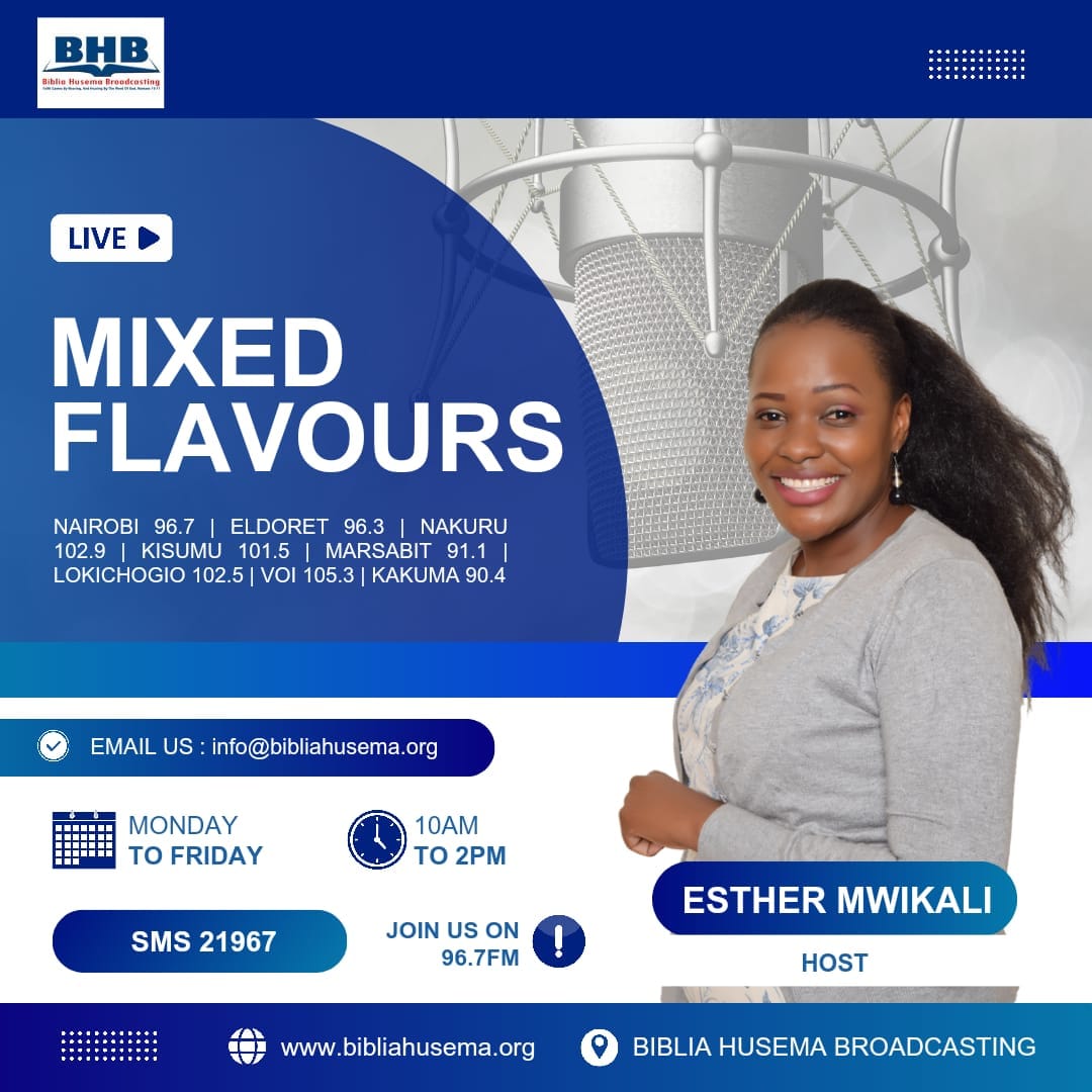Biblia Husema 96.7fm (@bhusema) on Twitter photo Hujambo Mwana #MixedFlavors na Karibu Kwenye #WisdomWednesday na <a href="/DadaE_Mwikali/">Esther Mwikali</a>
Unakita kambi ukiwa wapi leo msikilizaji? Karibu Tupokezane hekima
SMS:21967
SIMU/WHATSAPP:07 22 174 200 Hujambo Mwana #MixedFlavors na Karibu Kwenye #WisdomWednesday na <a href="/DadaE_Mwikali/">Esther Mwikali</a>
Unakita kambi ukiwa wapi leo msikilizaji? Karibu Tupokezane hekima
SMS:21967
SIMU/WHATSAPP:07 22 174 200