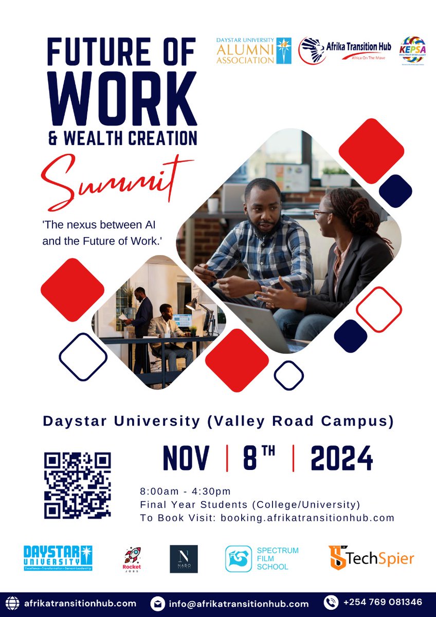 afrika_hub's tweet photo. "Join us this Friday for the Future of Work and Wealth Creation Summit! Discover the skills, strategies, and opportunities that will shape tomorrow’s careers and financial success. Get ready to unlock your potential and prepare for the future!" https://t.co/LLEUKd6eIb