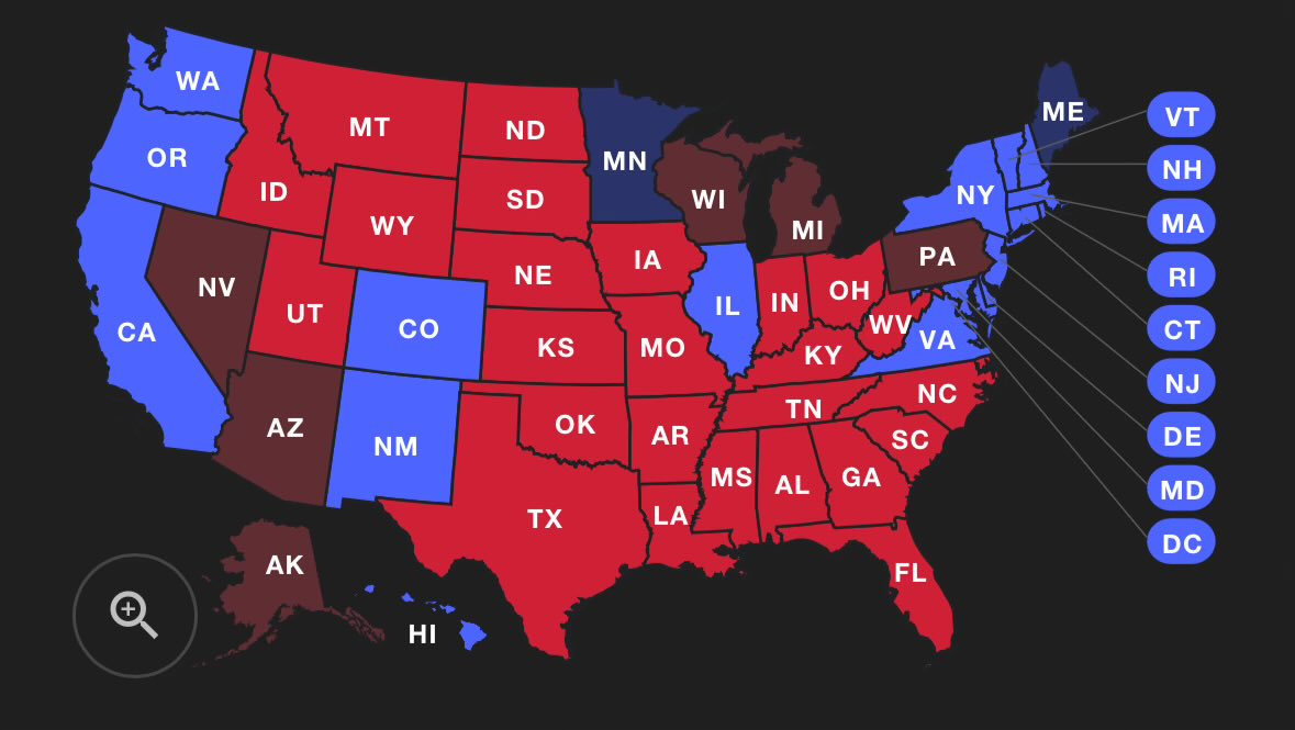 CoCryptos's tweet photo. Feels like coastal elites v. the rest of the US. There’s deeper issues to address here. #ElectionDay #USAElection2024 #PresidentialElection2024 #47th president https://t.co/ujCf4DaUYX