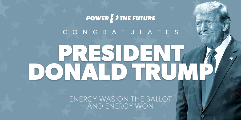 powerthefuture's tweet photo. Energy was on the ballot and energy won!

Congratulations President Trump!

@realDonaldTrump https://t.co/X8gmxbkf89
