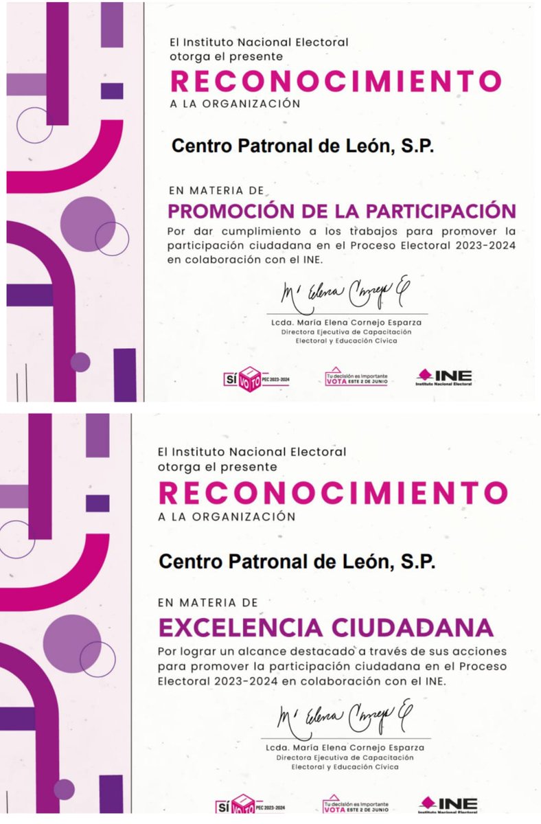 😃Nos sentimos muy honrados de recibir estas distinciones otorgadas por el <a href="/INEMexico/">@INEMexico</a> en reconocimiento a nuestra labor de promoción de la participación ciudadana activa en el pasado proceso electoral a través de la plataforma #GTOconFuturo🏅¡Sigamos trabajando juntos por México!