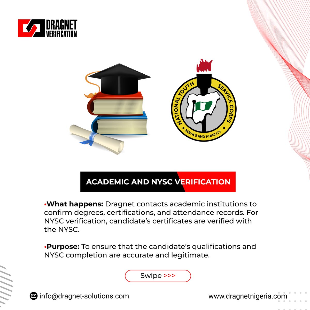 DragnetNigeria's tweet photo. Carrying out Background Checks and Credential Verifications is a step that should be taken seriously in a recruitment exercise. Here's a 5 step Breakdown of the Dragnet Verification/Background Checks process. Contact us today for more information. #Verifications #BackgroundChecks https://t.co/w9Q5dCDT77