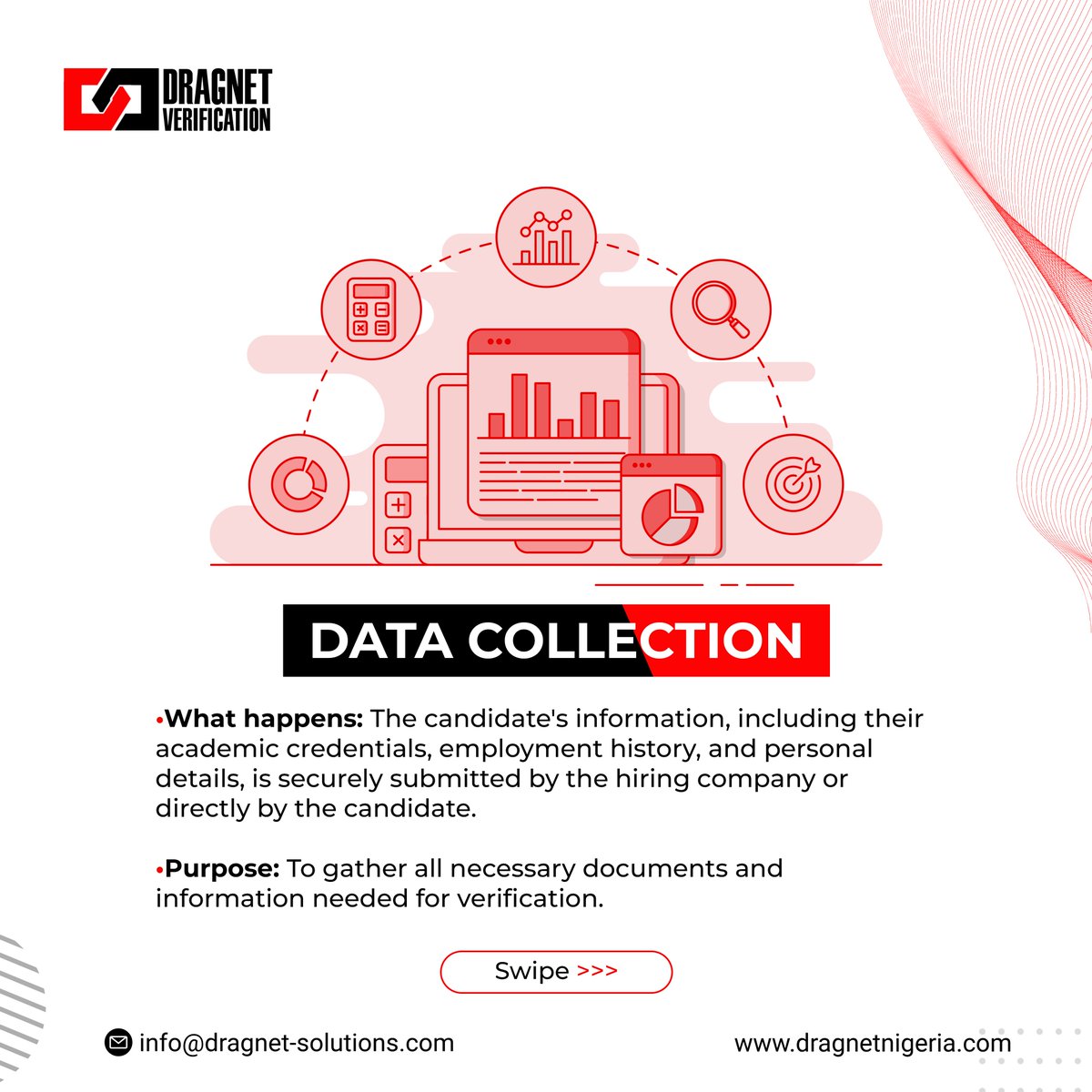 DragnetNigeria's tweet photo. Carrying out Background Checks and Credential Verifications is a step that should be taken seriously in a recruitment exercise. Here's a 5 step Breakdown of the Dragnet Verification/Background Checks process. Contact us today for more information. #Verifications #BackgroundChecks https://t.co/w9Q5dCDT77