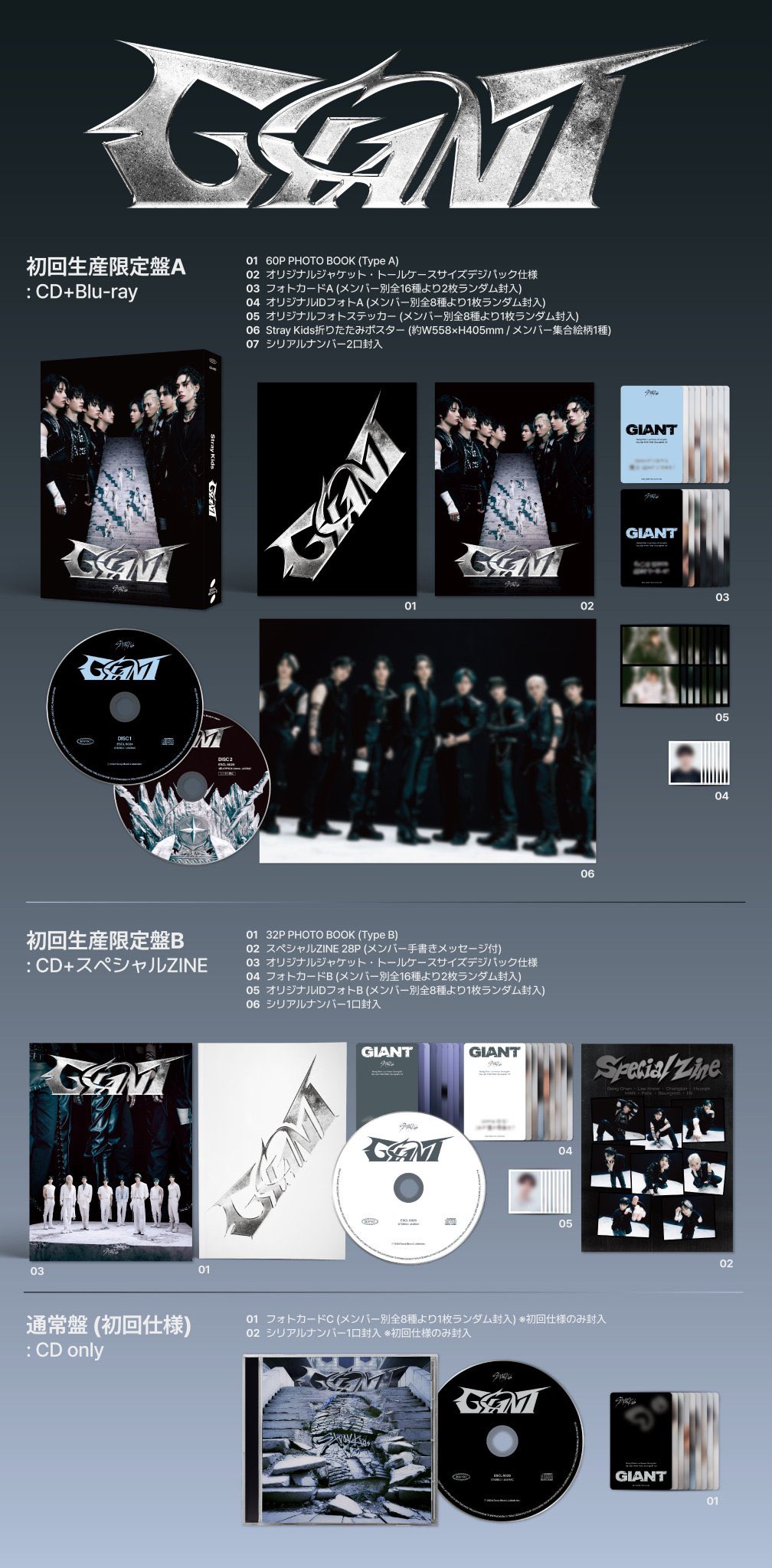 新品・未開封 straykids 日本 アルバム GIANT 全11形態セット Stray Kids 日本2ndアルバム『GIANT』2024年11月13日リリース