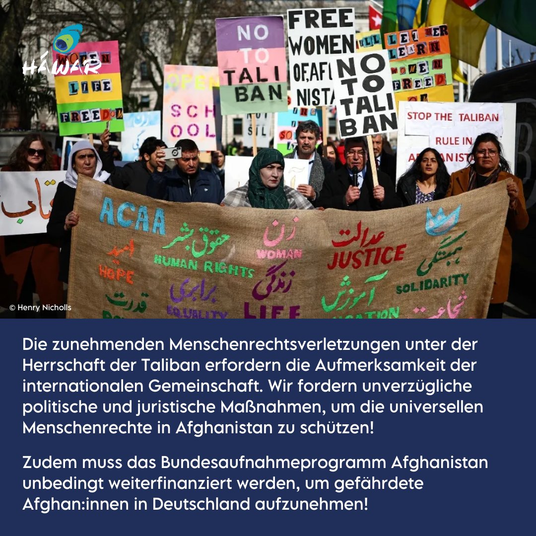HawarHelp's tweet photo. Wir fordern unverzügliche politische und juristische Maßnahmen, um die universellen Menschenrechte in #Afghanistan zu schützen! Zudem muss das #Bundesaufnahmeprogramm Afghanistan unbedingt weiterfinanziert werden, um gefährdete Afghan:innen in Deutschland aufzunehmen! https://t.co/Cm0gXlc9on
