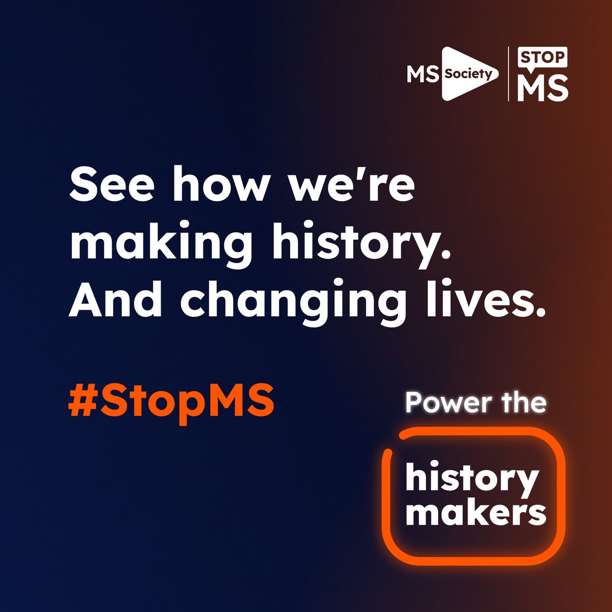 mssocietyuk's tweet photo. Everyone who takes part in advocating, raising awareness of MS, fundraising and donating to our Christmas appeal to stop MS is a #MSHistoryMaker 🧡 

See how we're making history. And changing lives. 

Power the history makers: https://t.co/kpraWmSQ92 https://t.co/WaX7ejMP1L