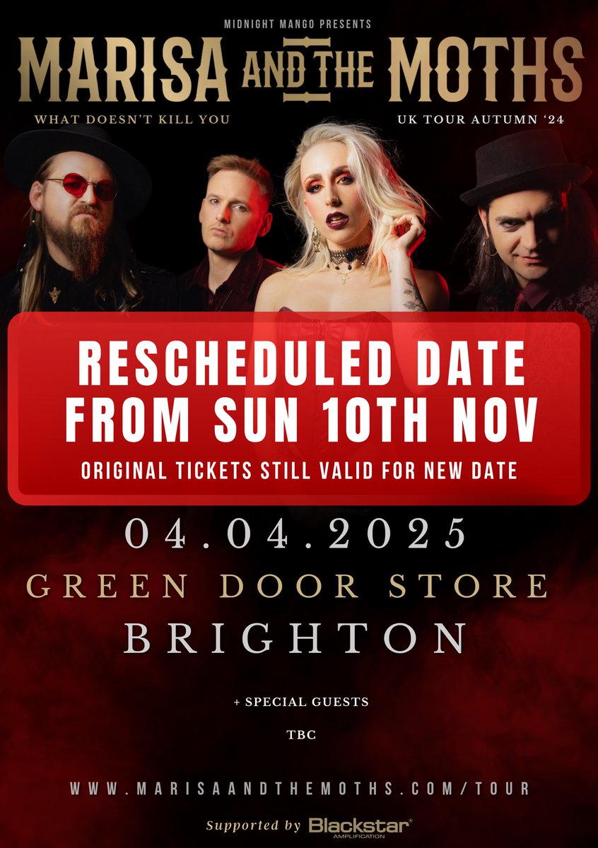 Marisa_Moths's tweet photo. IMPORTANT BRIGHTON UPDATE ‼️‼️ Show postponed to Friday 4th April 2025 at The Green Door Store. All tickets bought will be valid for the new Brighton date. Please see our Facebook page post for the full explanation. We're really sorry for any inconvenience this has caused ❤️ https://t.co/iZDzU36mdH