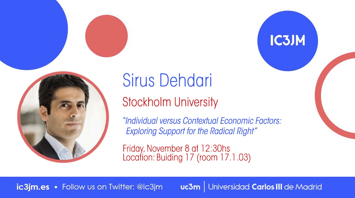 IC3JM · Carlos III - Juan March Institute (@ic3jm) on Twitter photo ‼️On Friday, <a href="/sirdeh/">Sirus Dehdari</a> on "Individual versus Contextual Economic Factors: Exploring Support for the Radical Right" in our Permanent Seminar Series‼️
Join us at 12.30 -- is open to everyone!! 🤗🧐 ‼️On Friday, <a href="/sirdeh/">Sirus Dehdari</a> on "Individual versus Contextual Economic Factors: Exploring Support for the Radical Right" in our Permanent Seminar Series‼️
Join us at 12.30 -- is open to everyone!! 🤗🧐