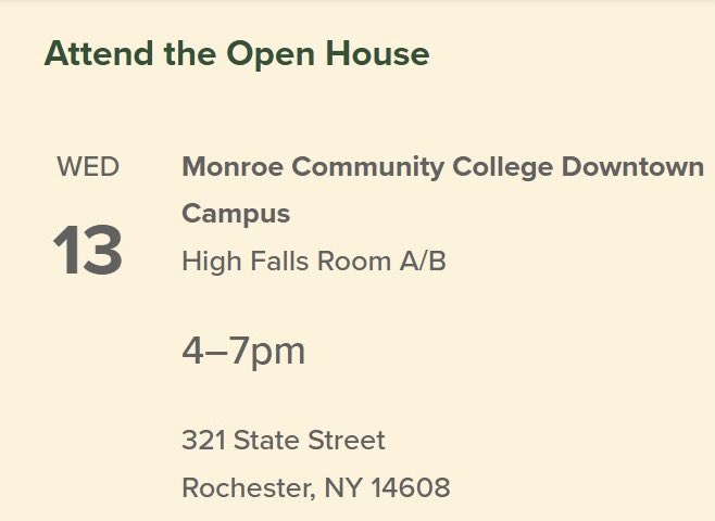 One week out from the open house on the upcoming High Falls State Park! Swing by MCC’s downtown campus on Wednesday Nov 13th anytime between 4-7pm. 321 State Street. #ROC #RochesterNY