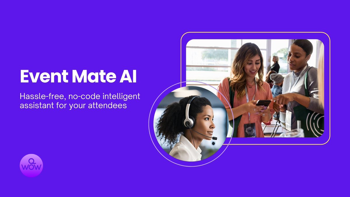 Event tools are a pain - for organizers and attendees! 
We're excited to reveal ✨Event Mate AI✨ - a hassle-free, no-code assistant for attendees who are tired of juggling yet another conference app. 

Learn more: dowow.tv/event-mate-ai/