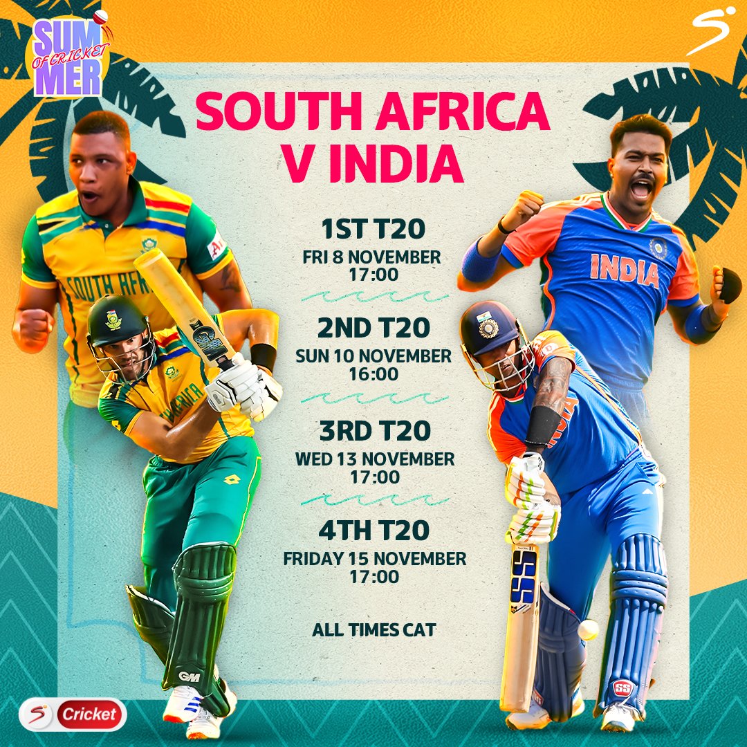 🇿🇦 South Africa 🆚 🇮🇳 India 

An epic #SummerOfCricket kicks off with the T20 World Cup finalists locking horns😏🏏