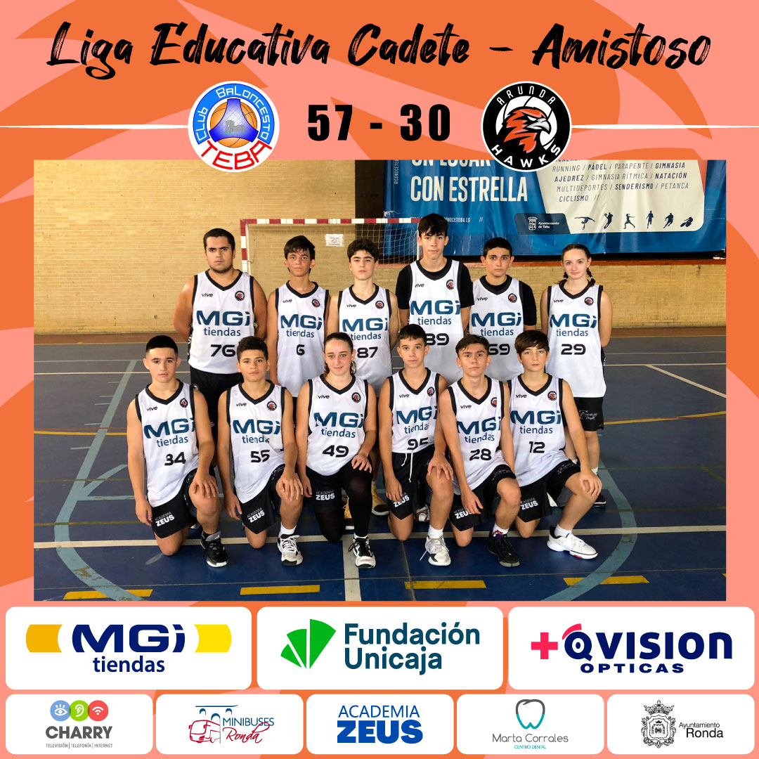 arundahawks's tweet photo. Finalizado el pasado domingo, 3 de Noviembre, el partido amistoso entre equipos de la ➡️LIGA EDUCATIVA CADETE⬅️
🆚 @CBTeba
📍 Polideportivo Teba
🏆 57-30 (derrota)
#somosarundahawks #arundahawksjunior #baloncesto #baloncestoronda #baloncestobase #basketbase #hawksonfire https://t.co/GHgU2b0IVa