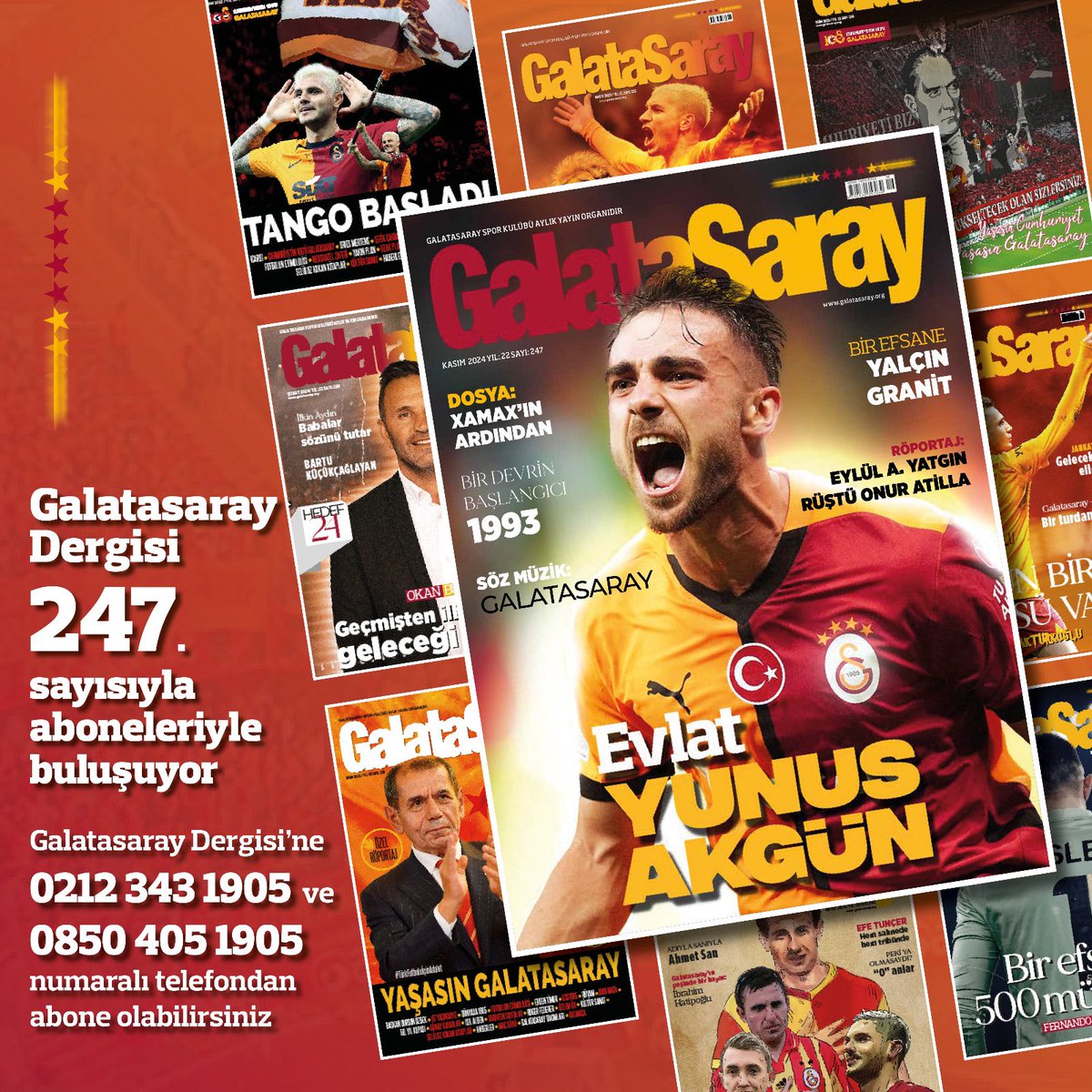 Galatasaray Dergisi, 247. sayısıyla aboneleriyle buluşuyor. 💛❤️

Sarı ve kırmızıyı kuşatan tüm alanların izini süren dergimiz, özel röportajları ve geniş dosya konularıyla taraftarlarımızla buluşacak.

🔗 bit.ly/GSDergi247