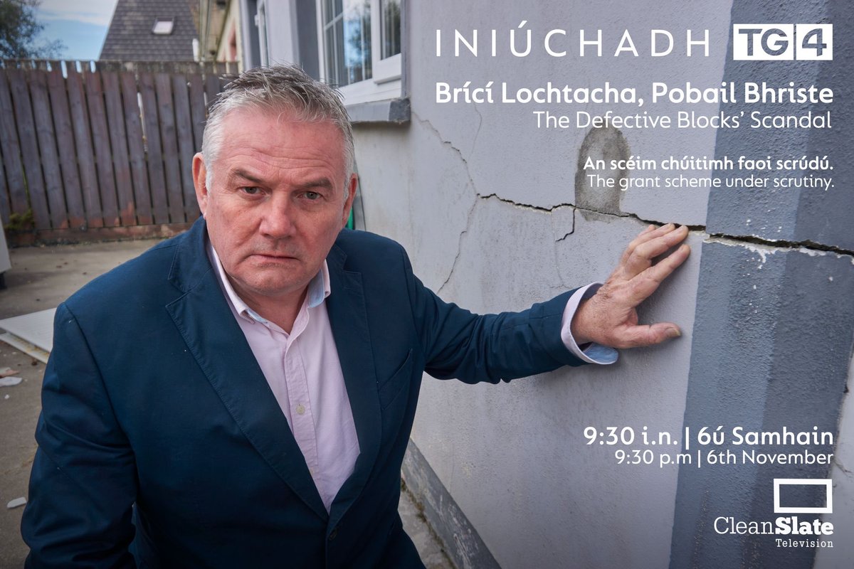 One fifth of all social housing (1000 homes) belonging to Donegal County Council are infected with defective blocks and tenants continue to pay rent.  IniúchadhTG4/TG4 Investigates. Tonight 9.30 <a href="/TG4TV/">TG4</a>