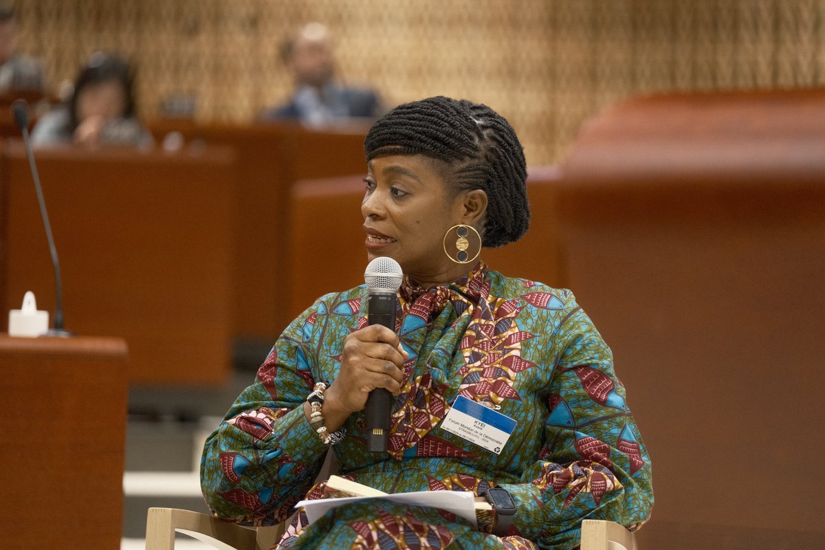 CoEDemocracy's tweet photo. "We have told META that the amplification of fake narratives by fake accounts can not continue" - Afia Asantewaa ASARE-KYEI, member of the #Meta’s Oversight Board, Ghana/South Africa. 

#CoE_WFD https://t.co/hDZzkH77t4