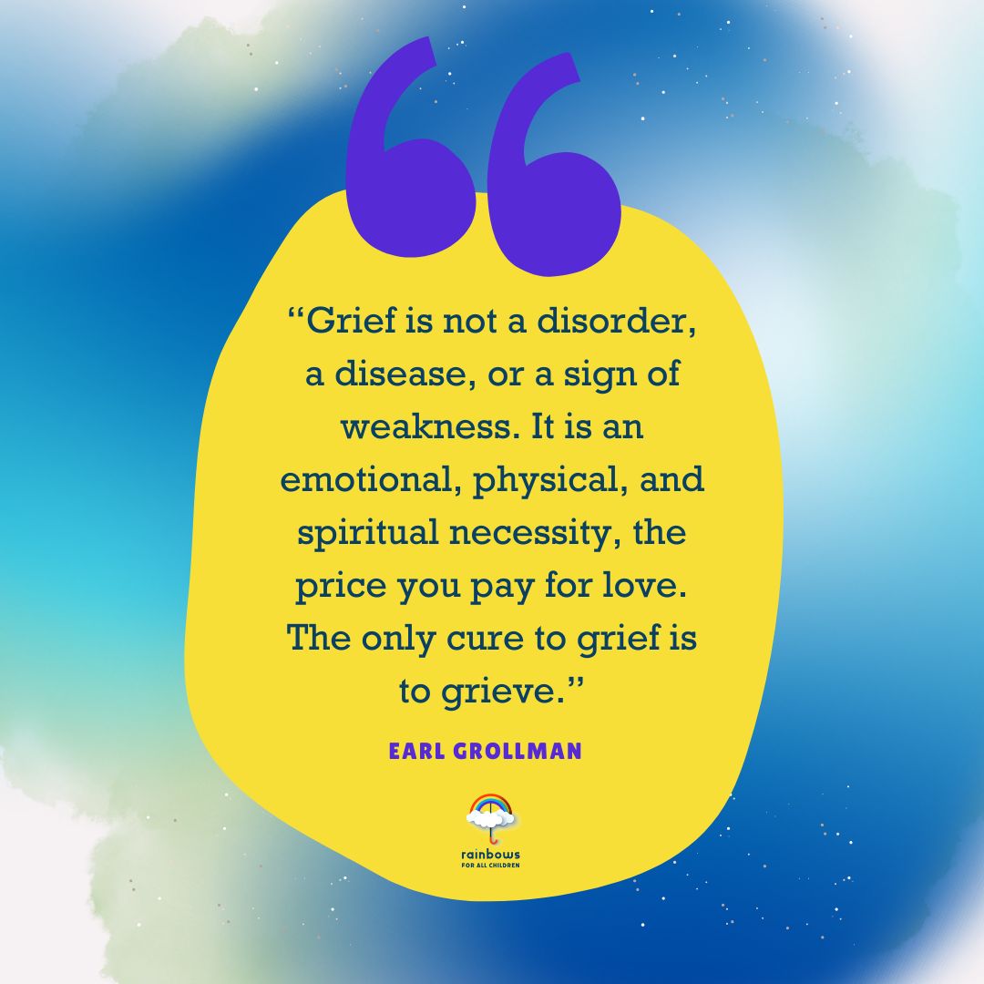 rainbowsforkids's tweet image. Grief is normal, but that doesn&apos;t make it easy. Rainbows for All Children helps give kids a space to work through their grief together. Check out our link in the bio to learn more about making grieving easier for kids. 

#GriefAwareness #SupportForKids #ChildrenInGrief