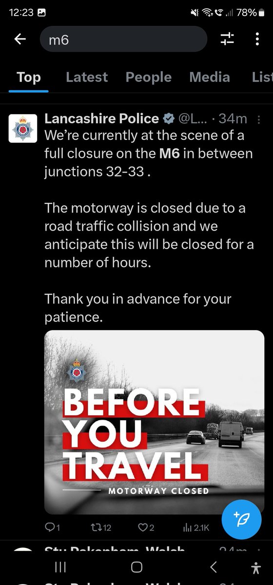 Just seen the M6 is closed between 33 and 32. Unsure how long for..
<a href="/ALS_Fanzine/">A LOVE SUPREME</a> <a href="/RokerReport/">Roker Report</a> <a href="/SunderlandAFC/">Sunderland AFC</a>