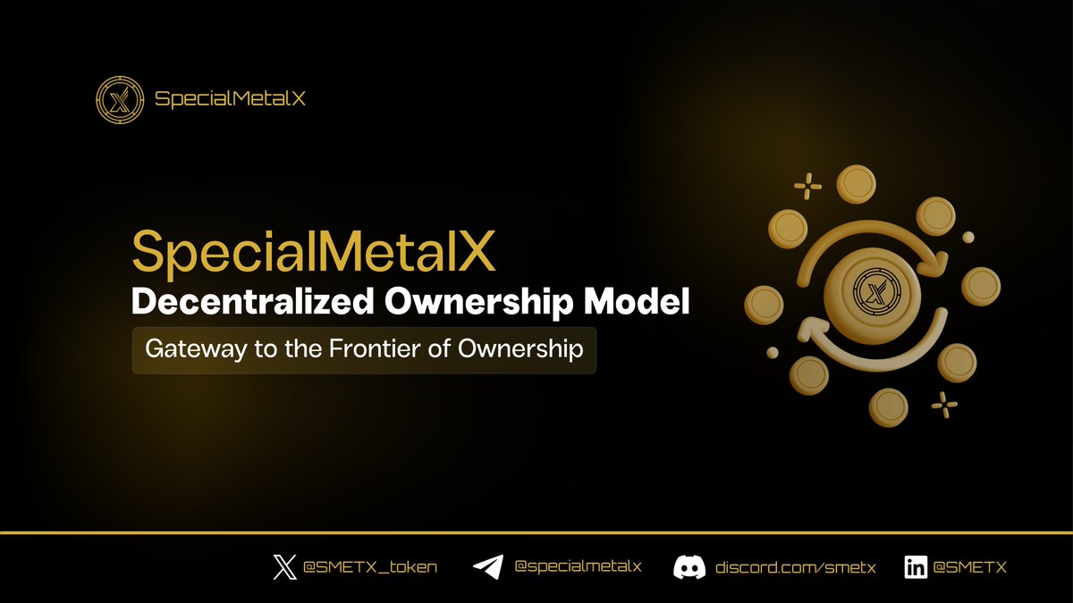 SMETX_token's tweet photo. Decentralized ownership models allow investors to collectively own and manage assets through a blockchain-based, decentralized network.

In these models, ownership is not concentrated within a single entity; rather, it is distributed across a group of stakeholders, each holding a fractional share or “token” of the asset.

At SpecialMetalX, we leverage a decentralized ownership model to open new, democratized horizons for investors, making asset ownership accessible and transparent.

Boost your portfolio with $SMETX; the unique pure metal token!

#SMETX #RWAs #PureMetals