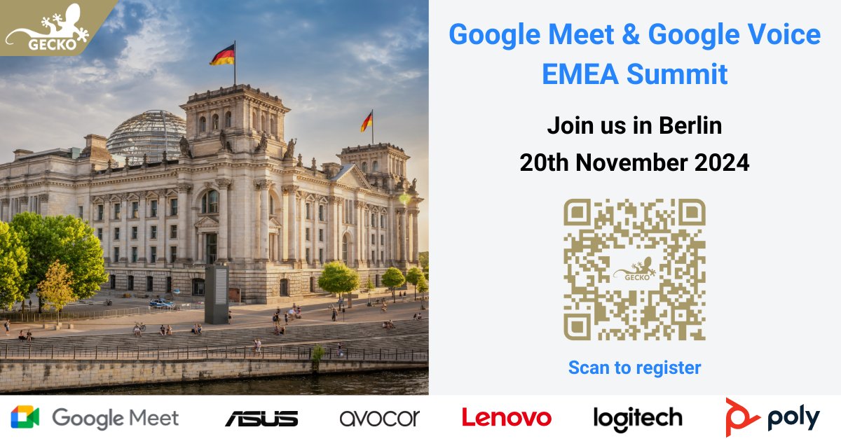 The #GoogleMeet and Voice 2024 EMEA Summit is just two weeks away and we’d love to see you in Berlin! 🇩🇪

Join us for a day full of the latest Google Meet updates, including product demonstrations from the many great hardware partners.

🔗 Register here: docs.google.com/forms/d/e/1FAI…