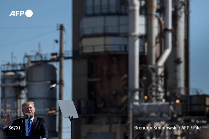 Donald Trump during a 2017 visit to the Andeavor refinery in Mandan, North Dakota
