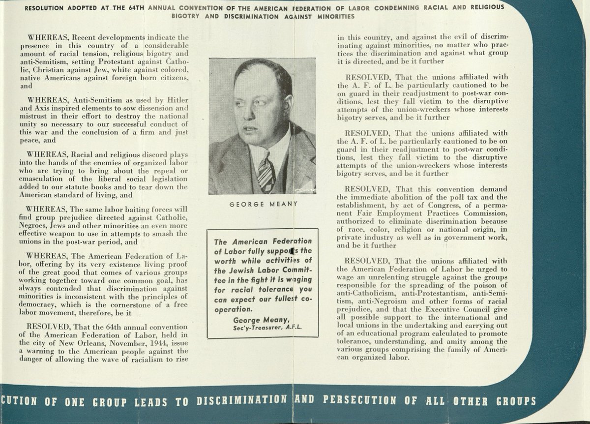 United States of America, 1944: "Persecution of one group leads to discrimination and persecution of all other groups"