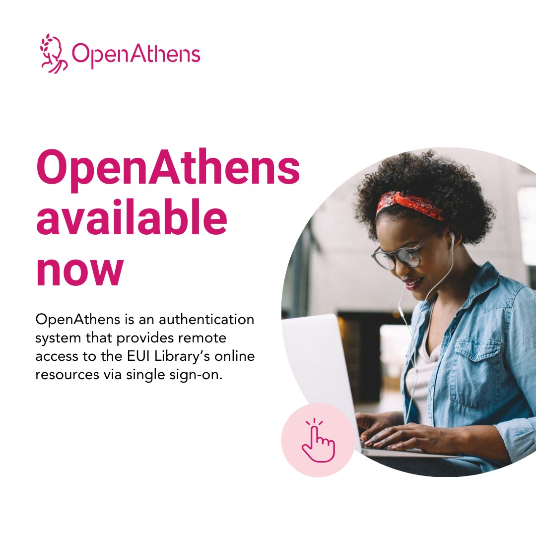 EUILib's tweet image. 💻Access to EUI Library e-resources will be quicker and easier than ever with #OpenAthens. A single sign-in will give you access to all e-resources; there is no need to sign in again 🙌. Read the blog post for more information 📄 loom.ly/96T93co
#euilibrary #eui