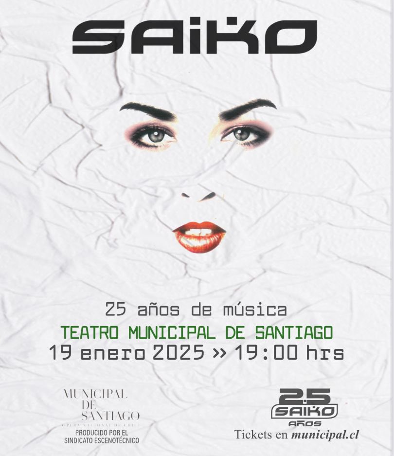 denissemalebran's tweet photo. 19 de Enero, Teatro Municipal de Santiago.
19:00 hrs.
Saiko, 25 años de música 🌹 https://t.co/b36pLGpiMu