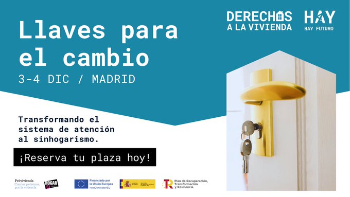 <a href="/HogarSi/">HOGAR SÍ</a> <a href="/fresno_es/">Fresno #therightlink</a> ✨Agradecemos a la <a href="/ComunidadMadrid/">Comunidad de Madrid</a> y todas las administraciones locales su compromiso y participación en este espacio para contribuir en la mejora de políticas públicas de atención al sinhogarismo.

📆Os esperamos el 3 y 4 de diciembre en la gran jornada: solucionesalsinhogarismo.org/llaves-para-el…