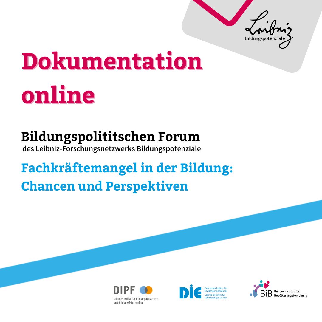 Die Dokumentation zum Bildungspolitischen Forum 2024 (#LERNBPF24) ist online! Auf leibniz-bildung.de/BPF24 können alle Graphic Recordings sowie die Aufzeichnungen der Plenumsteile noch einmal angesehen werden!

<a href="/dipf_aktuell/">DIPF</a> <a href="/DIE_Bonn/">Deutsches Institut für Erwachsenenbildung</a> @BiB_Bund