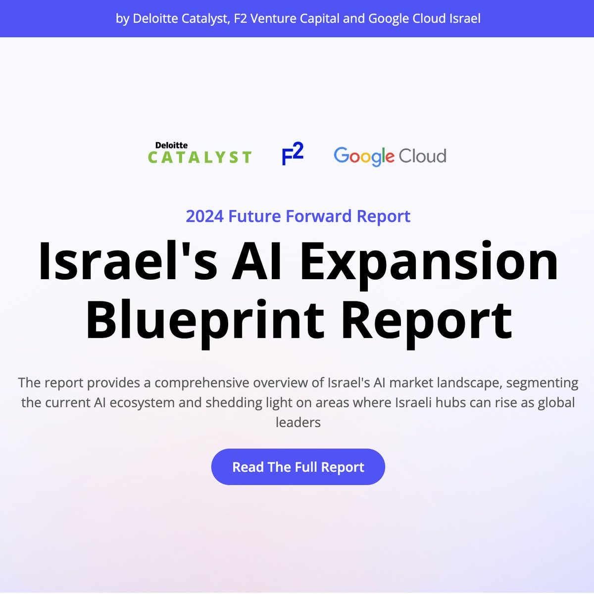 guidde (@guiddeco) on Twitter photo Exciting news! 🌟 #Guidde is thrilled to be featured in the 2024 Future Forward Report, which highlights Israel’s growing #AI market and its global potential in AI #innovation. Download ➡️ lnkd.in/deV8UYTu  
#Deloitte #F2VentureCapital #GoogleCloudIsrael Exciting news! 🌟 #Guidde is thrilled to be featured in the 2024 Future Forward Report, which highlights Israel’s growing #AI market and its global potential in AI #innovation. Download ➡️ lnkd.in/deV8UYTu  
#Deloitte #F2VentureCapital #GoogleCloudIsrael