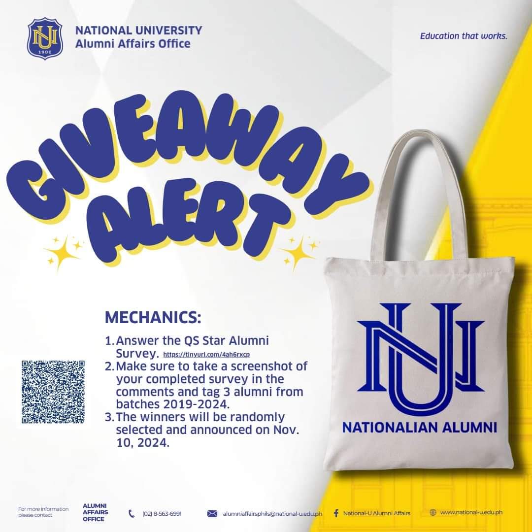 NU Grads from batches 2019 to 2024, show some love (and win NU merch!) 

Take the QS Star Alumni Survey (it's super quick) and share your NU experience. Plus, screenshot your completion and send it in the comments for a chance to win awesome NU swag! Link: