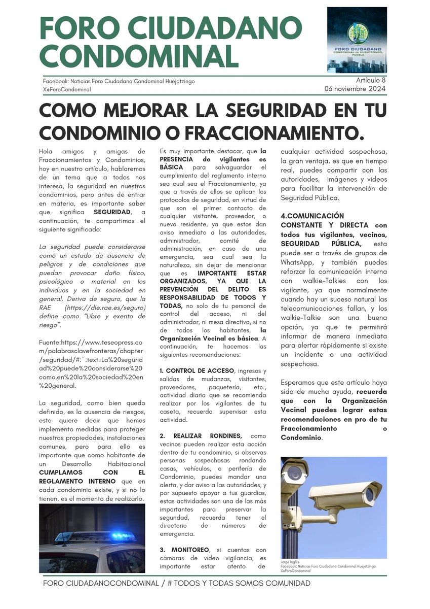 ForoCondominal's tweet image. 🚨🚧📢  LA SEGURIDAD ES RESPONSABILIDAD DE TODOS Y TODAS.

# TODOS Y TODAS SOMOS COMUNIDAD