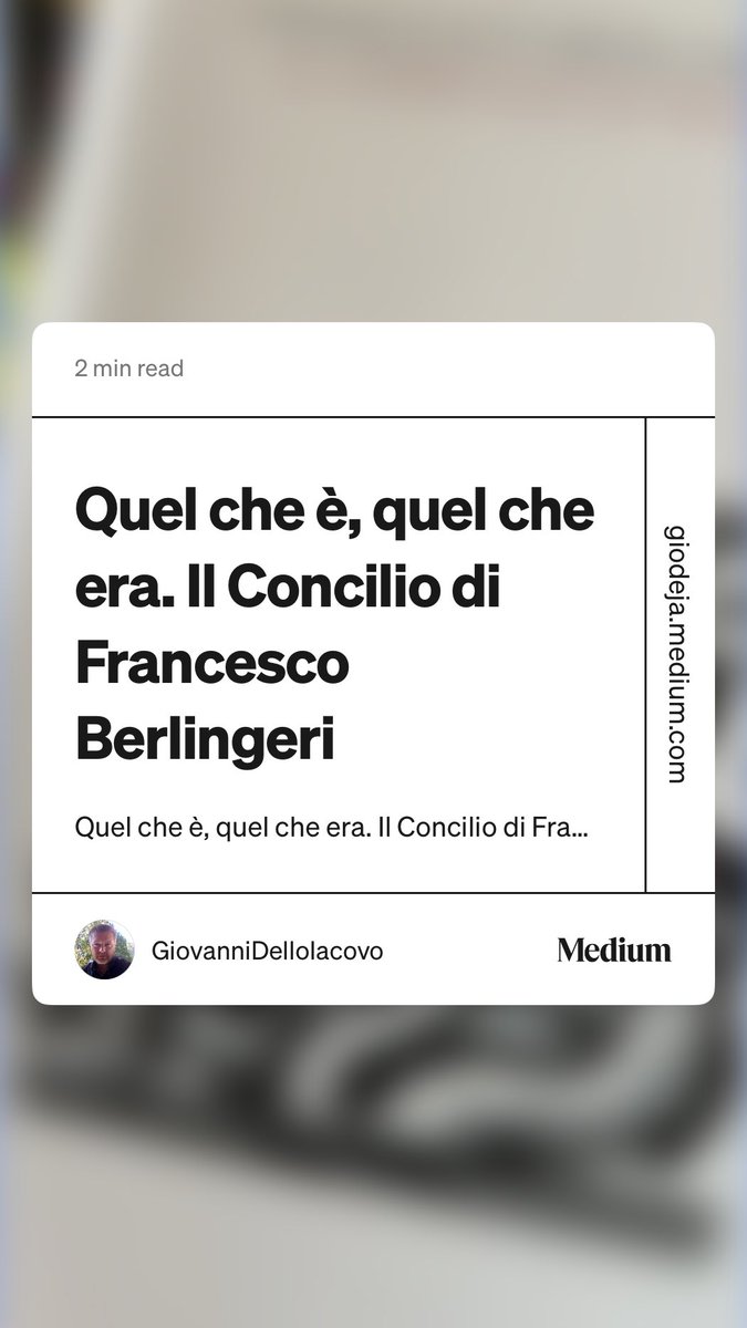 GioDeJa's tweet photo. “Quel che è, quel che era. Il Concilio di Francesco Berlingeri” by GiovanniDelloIacovo https://t.co/l6W7bht5Nu https://t.co/b5lg2t6ZBA
