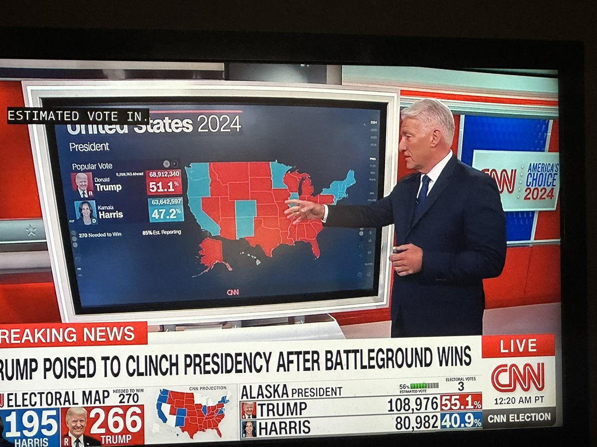 RealmOfReason's tweet photo. @jaketapper don’t forget people CNN hasn’t called the race yet and still telling democrats Kamala can still win. https://t.co/uQdOtnJuRS