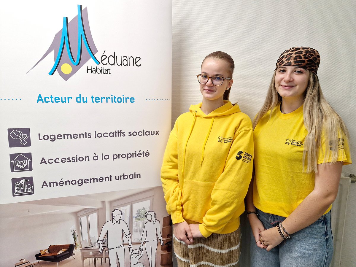 Bienvenue à Anaïs et Laurine qui effectuent une mission de 8 mois en service civique au sein de Méduane Habitat avec @SCS_SeniorsCivique. Elles ont pour objectif de rompre l’isolement des locataires #séniors grâce à un accompagnement lors des déplacements, des activités... #hlm🤝