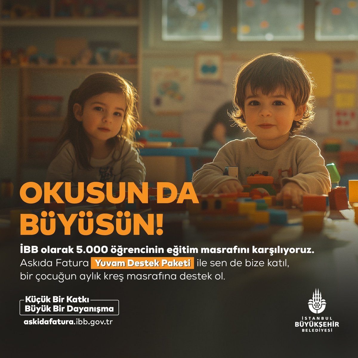 ekrem_imamoglu's tweet photo. Biz dayanışmayla her engeli aşarız.

İBB olarak 5 bin öğrencinin eğitim masraflarını karşılıyoruz. Askıda Fatura ile sen de bize katıl, bir çocuğun aylık kreş masrafına destek ol. Emin ol bu desteğin doğru yere gidecek.

https://t.co/A1THbDzpsd https://t.co/CSd1xCHMK2