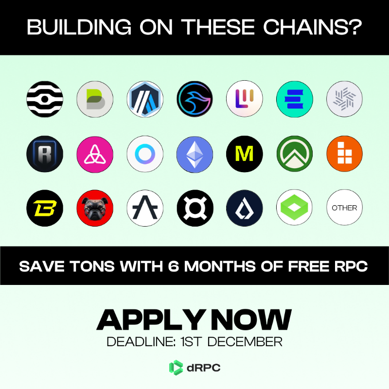dRPCorg's tweet photo. 🚀 Calling all Web3 Startups! 

dRPC Sponsorship Program is back! 🎯

Win 6 months FREE Premium RPC!

→ Limited spots
→  Winners picked Dec 1st

Apply now 👇