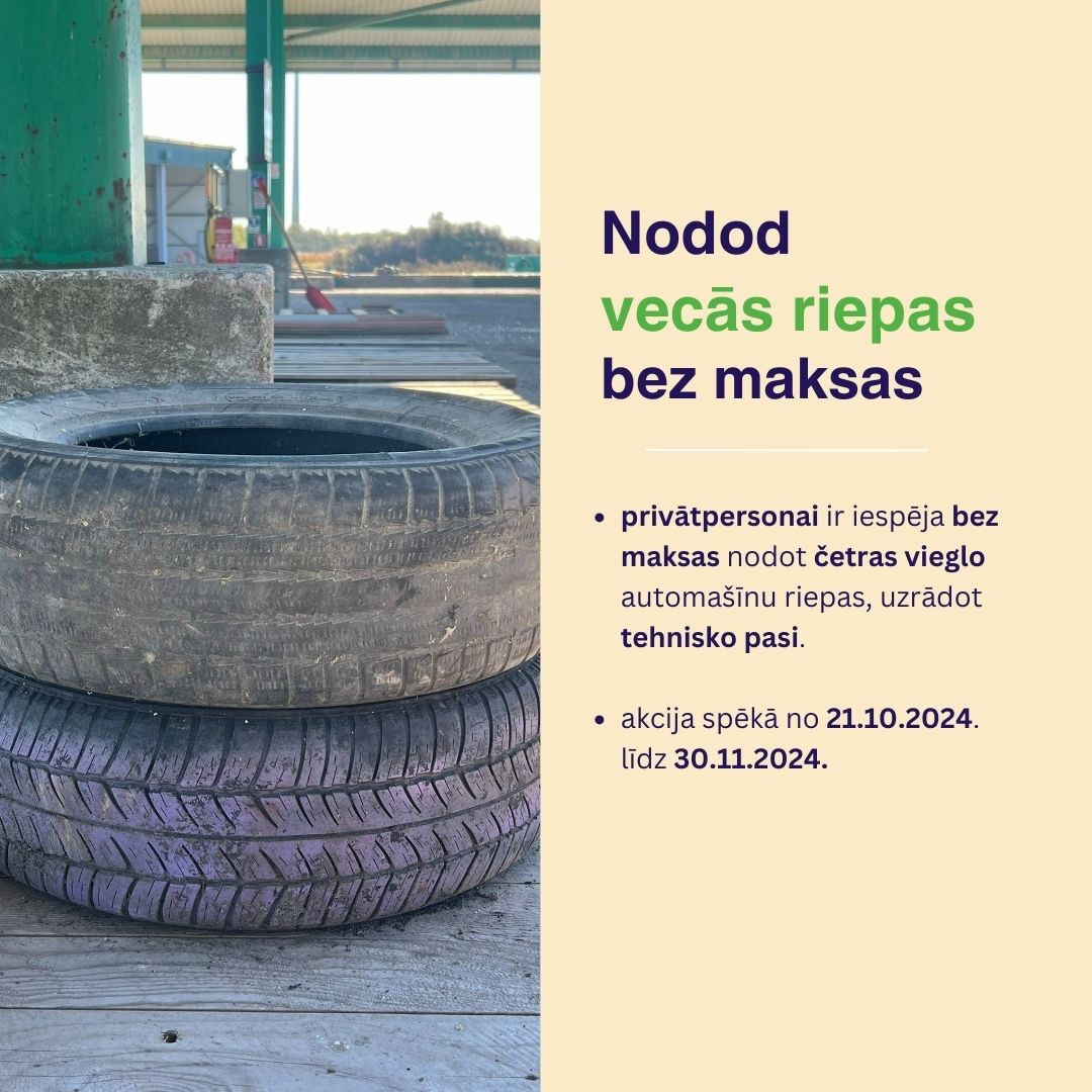 🚗🔄 Riepu maiņas sezona klāt! 
Līdz 30.11. Liepājas RAS pieņem nolietotās riepas BEZ MAKSAS! Parūpējies par videi draudzīgu riepu utilizāciju – nodod tās mums! 🌍 #LiepājaRAS #VideiDraudzīgi