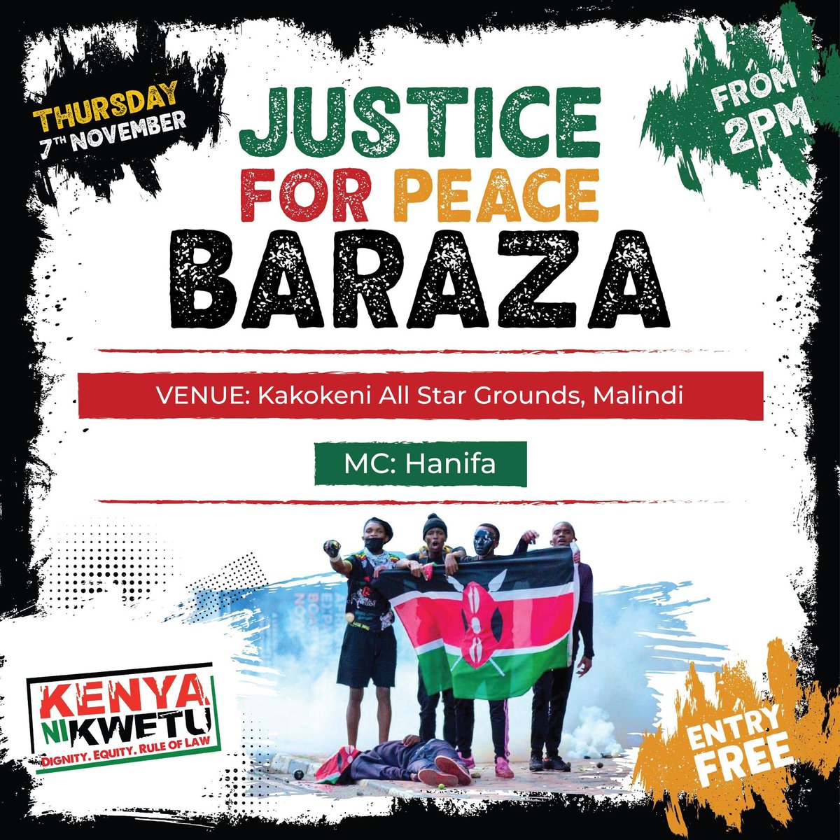 Join us at Kakoneni All Stars Ground in Jilore Ward for a civic education session,featuring special guests Boniface Mwangi, Hussain Khalid,and Hanifa. Afterward, enjoy an exciting match as Kakoneni All Stars Vs Young Stars <a href="/Honeyfarsafi/">Hanifa 🇵🇸 🇵🇸</a>
<a href="/bonifacemwangi/">The People’s Watchman</a>
<a href="/elfafrica1/">Emerging Leaders Foundation-Africa</a> <a href="/Edward_Kalya/">Edward Kip Kalya 𝕏</a>