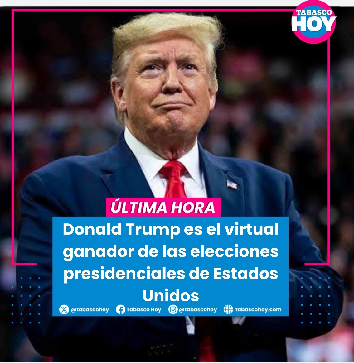 #ÚLTIMAHORA🚨 | Donald Trump es virtual ganador de las elecciones presidenciales de Estados Unidos. El republicano regresa a la Casa Blanca como el mandatario estadounidense número 47.
tabascohoy.com