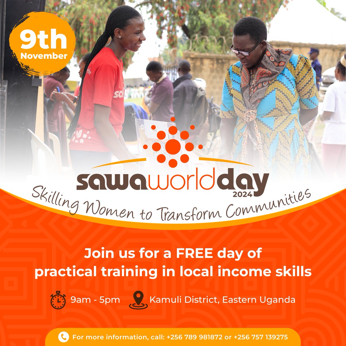 SawaWorld's tweet photo. The Sawa World Day is BACK🥳! This time round we are taking it to Eastern Uganda.
Don't miss 2 fun days of practical training sessions in different locations on easy-to-start local income skills.
#SawaWorldDay #SolutionsFromWithin #NoPoverty #SWD2024 #SkillingWomen https://t.co/N0w7F3FuNT