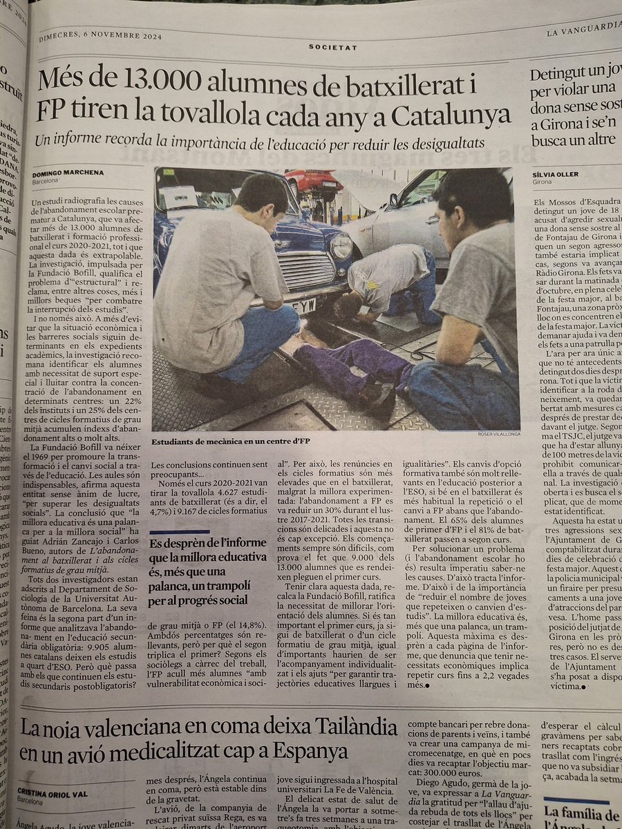 sergim331's tweet photo. De nou equivocant la solució. Quan t'han regalat primària/secundària i no tens cap hàbit de treball i d'estudi, amb mancances terribles per llegir o escriure, les solucions arriben massa tard.
Els cicles formatius recullen el fracàs de l'obligatòria. https://t.co/lKhrxCpo1Y