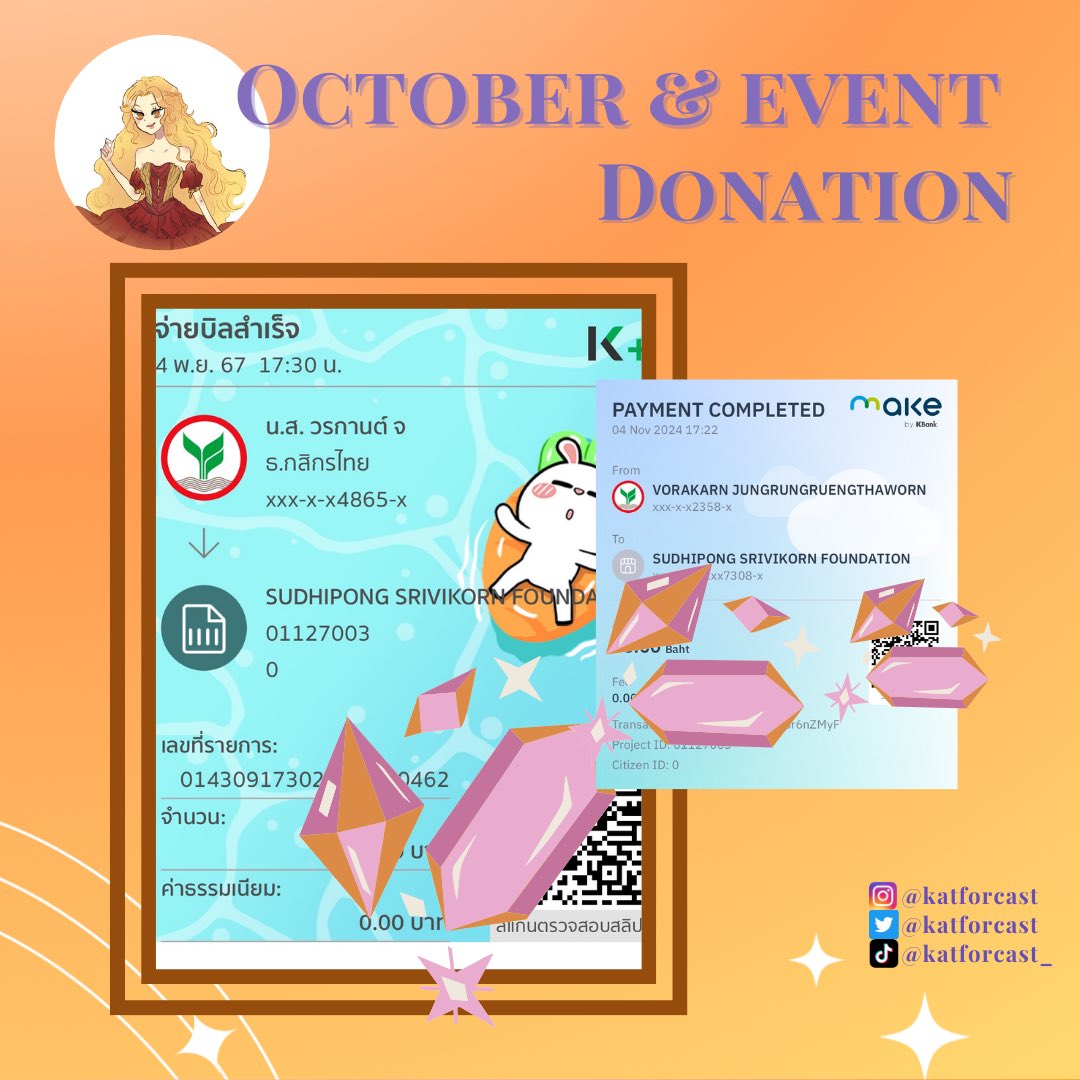 katforcast's tweet photo. เงินบริจาคเดือนตุลา + จาก event ออกบูธล่าสุดค้าบ🌈 #katforcastxdonation https://t.co/vaLuIwsZER