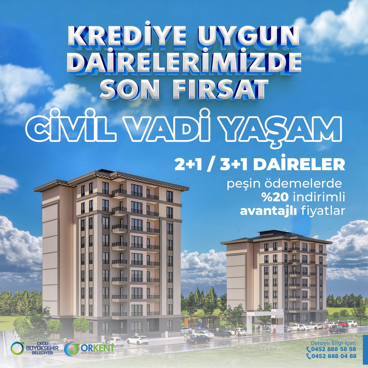 Orkent_'s tweet photo. Krediye uygun 2+1 ve 3+1 daireler, peşin ödemelerde yüzde 20 indirim avantajı ile sizleri bekliyor.
Doğa ile iç içe, sıcak bir yuva için bizimle iletişime geçin…
Satış Ofisi İçin ⬇️
📞 0452 888 58 58
📞0452 888 04 88 https://t.co/S6ebKgGObi