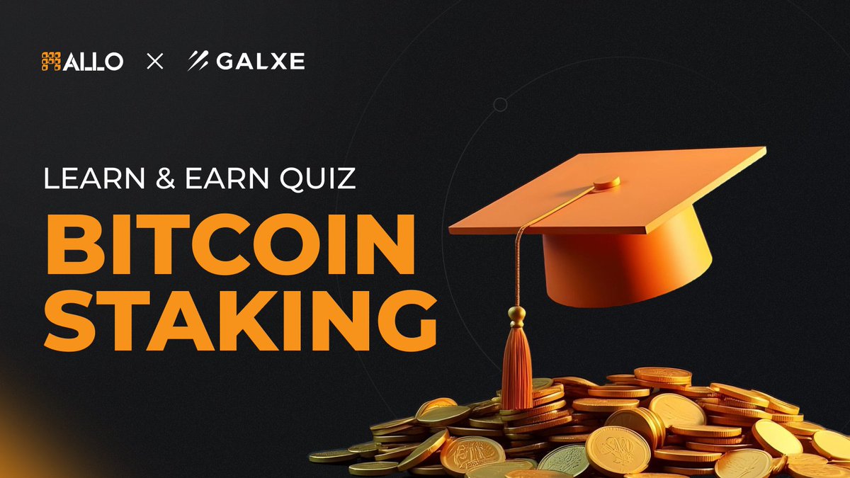 Join round 7 of the Learn &amp; Earn with Allo challenge on <a href="/Galxe/">Galxe</a>.  

Topic - Bitcoin Staking  

Participate in the quiz, gain knowledge about (topic) and earn Allo points.   

Join here - app.galxe.com/quest/ALLO/GCJ…