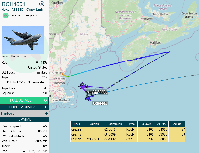 SirListenalot's tweet photo. Nov05 1505z #KC135's #RAKE71-72 out of Rota for AR with ☢️ #C17 #RCH4601 from Incirlik, Turkey to Albuquerque.
2220z #KC135's #FLAM61-62 finished another AR https://t.co/CAqrDWSBur