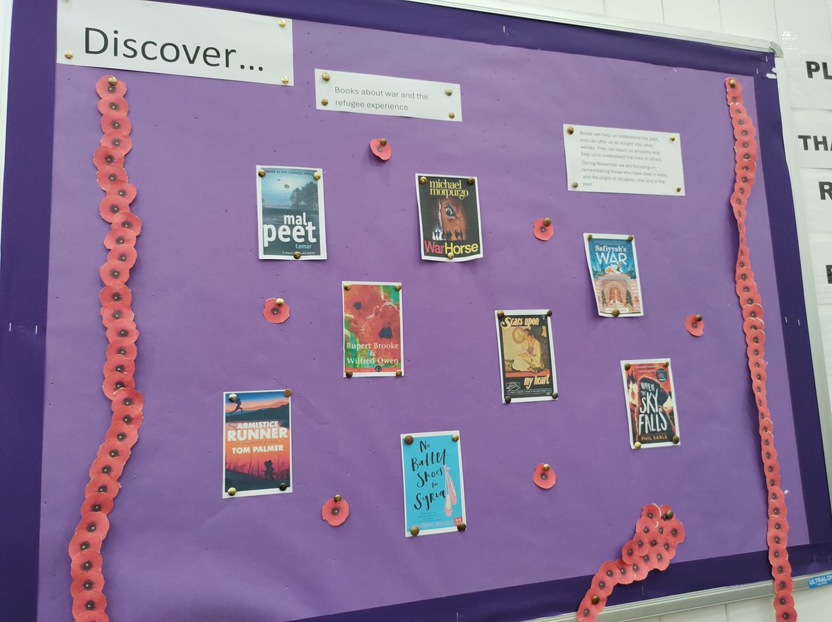 ghslibraryreads's tweet image. Our 'Discover' display has been updated to reflect Remembrance Day. This month we hope that students are able to read some of the books we have about War and the refugee experience.
#readingmatters #greatschoollibraries #readingforpleasure