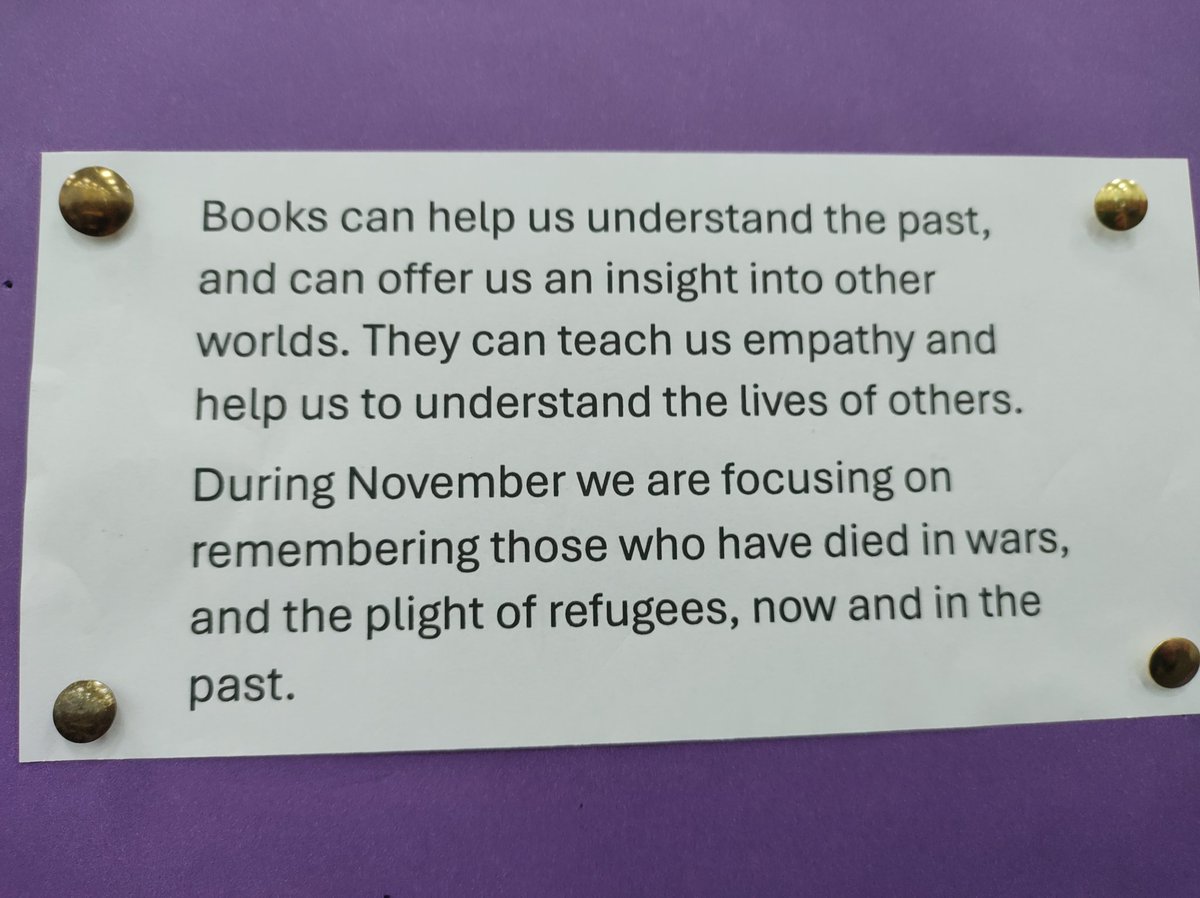 ghslibraryreads's tweet image. Our 'Discover' display has been updated to reflect Remembrance Day. This month we hope that students are able to read some of the books we have about War and the refugee experience.
#readingmatters #greatschoollibraries #readingforpleasure
