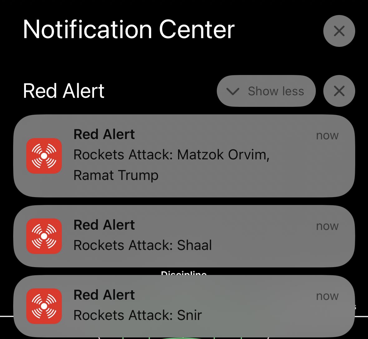 Rocket sirens sounding in “Ramat Trump,” an Israeli settlement in the Golan Heights named after President Trump.
